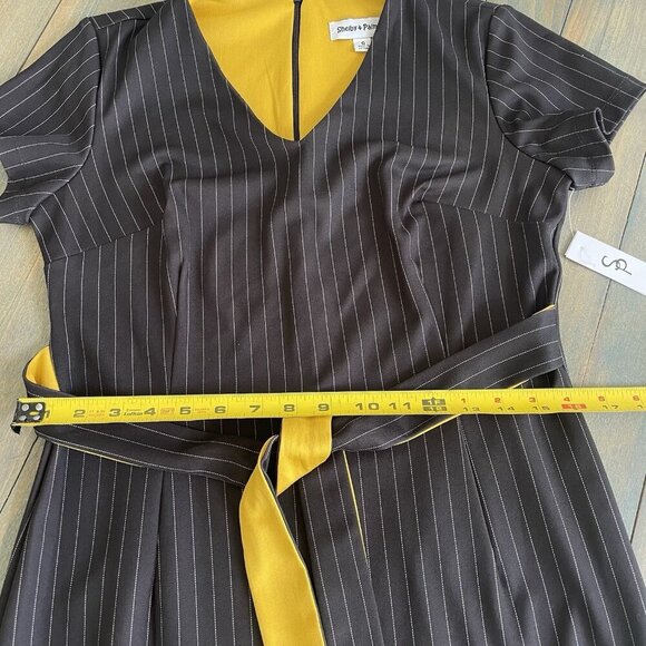 Shelby & Palmer A-line Black w/Gray Pinstriped V-neck Dress Size 6 - NWT (B4) - Picture 7 of 10